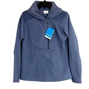 Columbia Blue 1/2 Zip Fleece W Quilted Detail NWT Sz S